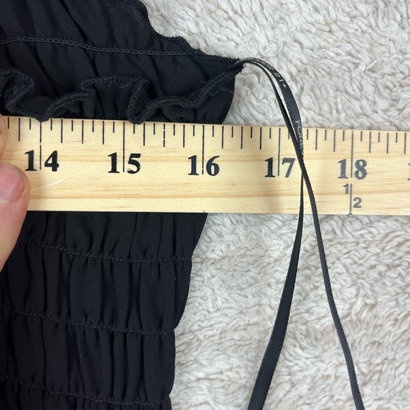 NWT FOREVER 21 Long Black Smocked Stretchy Dress Cami Straps Size 0X - Picture 15 of 16